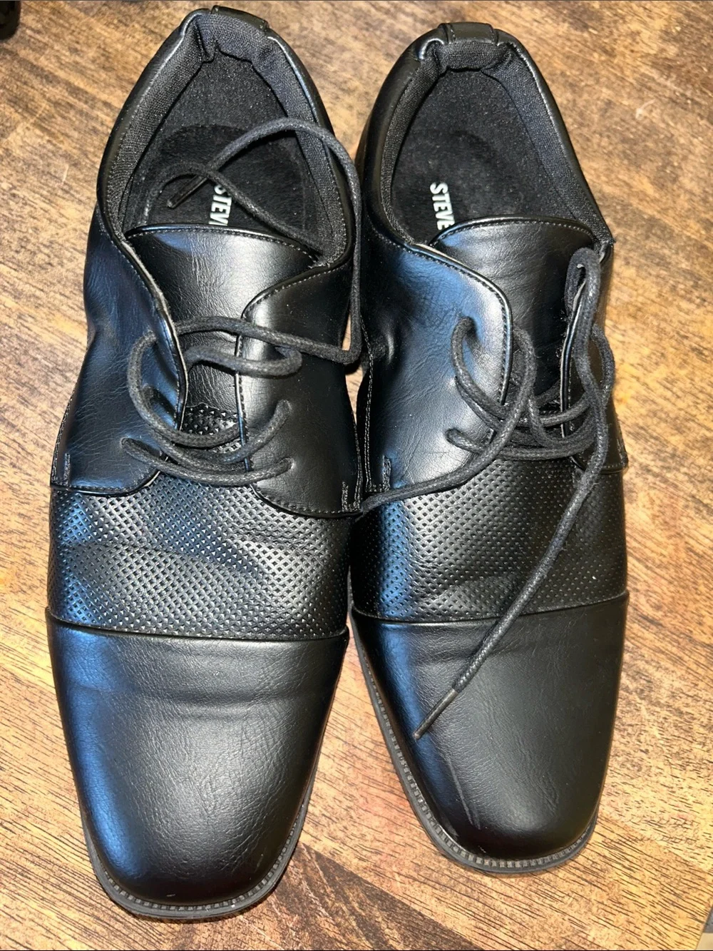 Steve Madden Black Perforated Cap-Toe Derby Shoes